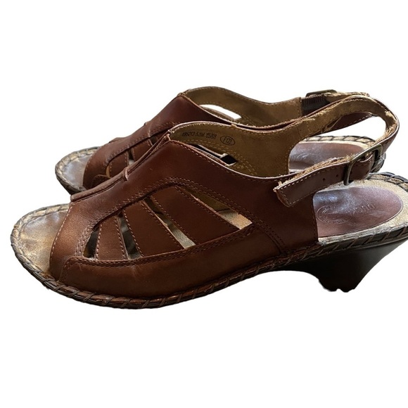 Duck Head Brown Leather Clog Wedge Sandals Sz 6 1/2 - Picture 2 of 9
